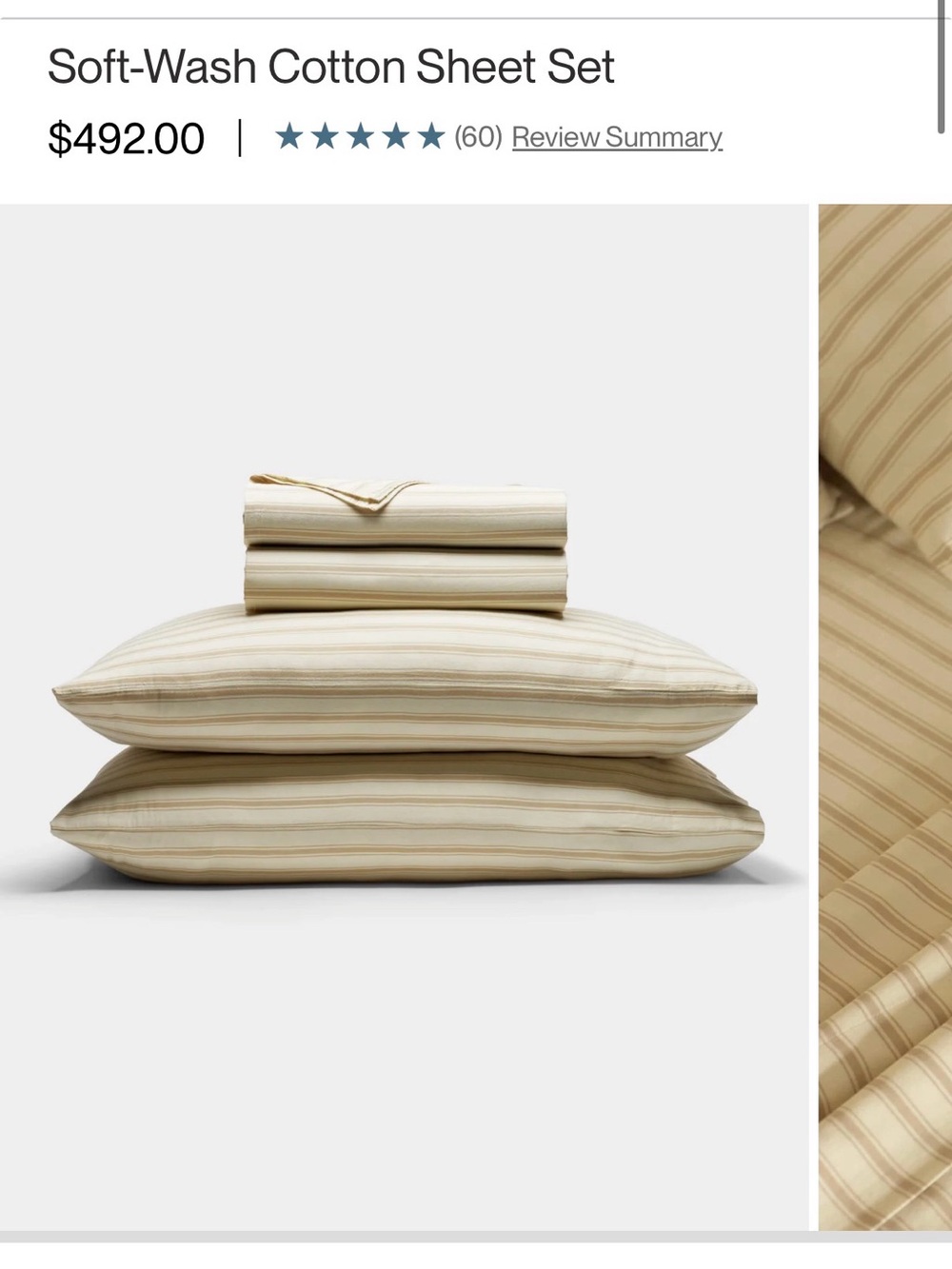 Cozy Earth Soft-Wash Cotton Sheet Set - Coconut and Sandalwood Stripe